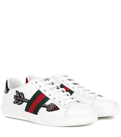 gucci embellished leather slip on sneakers|Gucci men sneakers white.